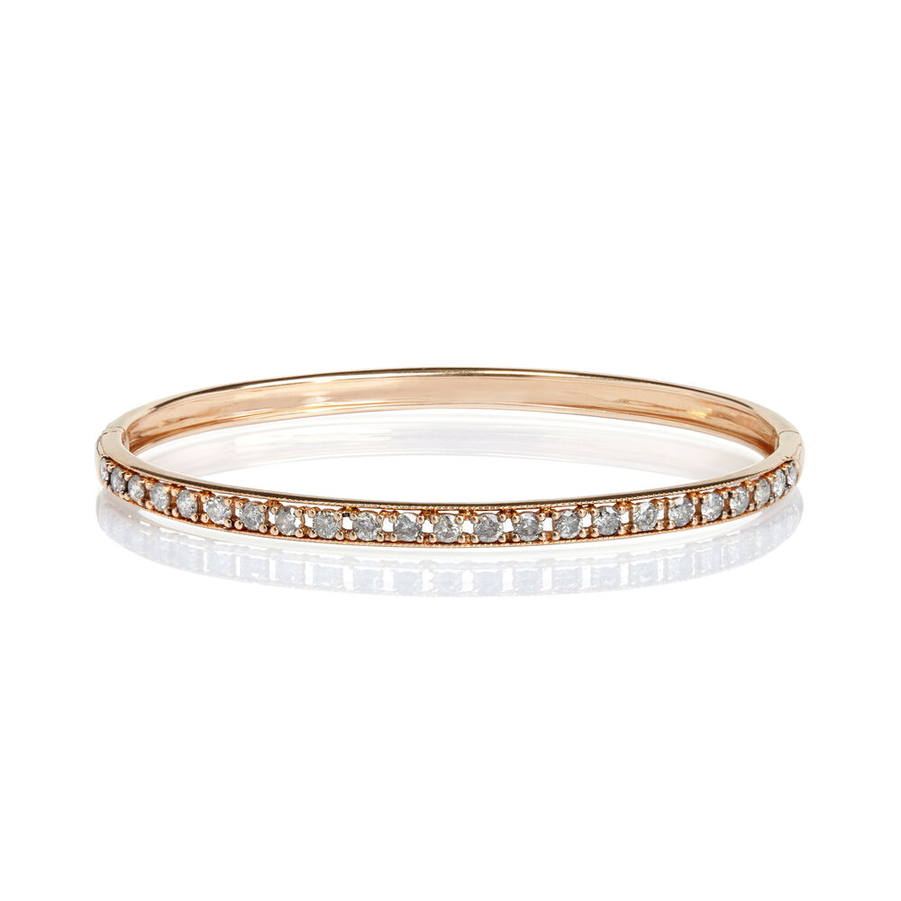 Dusty Diamonds 18ct Rose Gold Diamond Line Bangle | Annoushka jewelley
